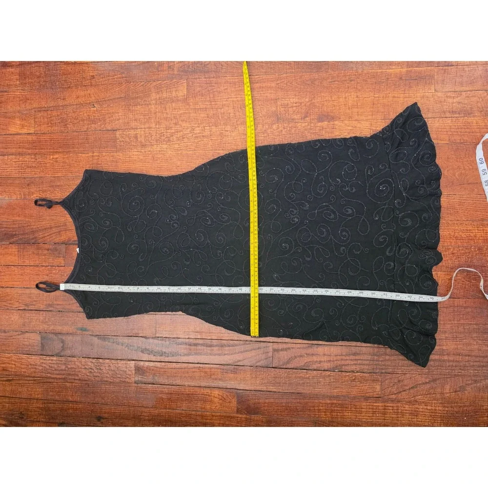 Cache Alexia Admor VTG Y2K Beaded Rouche Embroidered Black Slip Dress sz M